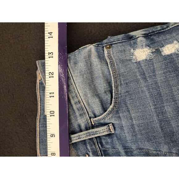 FRAME Le Skinny Alderman Jeans Women’s 27x28 Blue Distressed Raw Hem Stretch - Picture 7 of 9